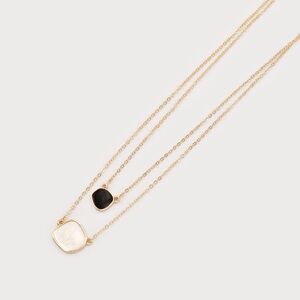 Elegant Gold and Black Double Pendant Necklace